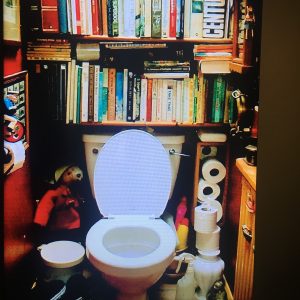 Toilet annex boekenkast
